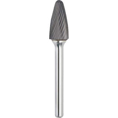 Made in USA - 1/4" Cut Diam, 1/8" Shank Diam, Tree with Radius Head Single Cut Burr - Carbide, 1/2" LOC, 2" OAL - USA Tool & Supply