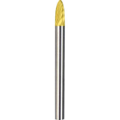 Made in USA - 3mm Cut Diam, 0.1181" Shank Diam, Tree with Radius Head Double Cut Burr - Carbide, 12.7mm LOC, 75mm OAL - USA Tool & Supply