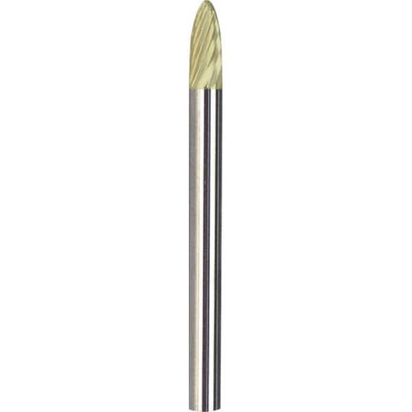 Made in USA - 3mm Cut Diam, 0.1181" Shank Diam, Tree with Radius Head Double Cut Burr - Carbide, 12.7mm LOC, 75mm OAL - USA Tool & Supply