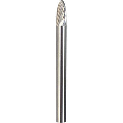Made in USA - 1/8" Cut Diam, 1/4" Shank Diam, Tree with Radius Head Aluma Cut Burr - Carbide, 1/2" LOC, 2" OAL - USA Tool & Supply