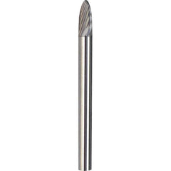 Made in USA - 1/8" Cut Diam, 1/4" Shank Diam, Tree with Radius Head Aluma Cut Burr - Carbide, 1/2" LOC, 2" OAL - USA Tool & Supply