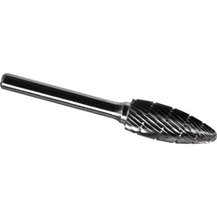 Made in USA - 3/4" Cut Diam, 1/4" Shank Diam, Flame Head Chipbreaker Cut Burr - Carbide, 1-5/8" LOC, 3-3/8" OAL - USA Tool & Supply