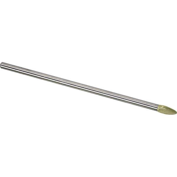Made in USA - 6mm Cut Diam, 0.2362" Shank Diam, Flame Head Single Cut Burr - Carbide, 12.7mm LOC, 160mm OAL - USA Tool & Supply