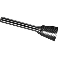 Made in USA - 3/4" Cut Diam, 1/4" Shank Diam, Inverted Cone Head Chipbreaker Cut Burr - Carbide, 5/8" LOC, 2-3/8" OAL - USA Tool & Supply