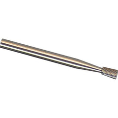 Made in USA - 6mm Cut Diam, 0.2362" Shank Diam, Inverted Cone Head Aluma Cut Burr - Carbide, 8mm LOC, 50mm OAL - USA Tool & Supply