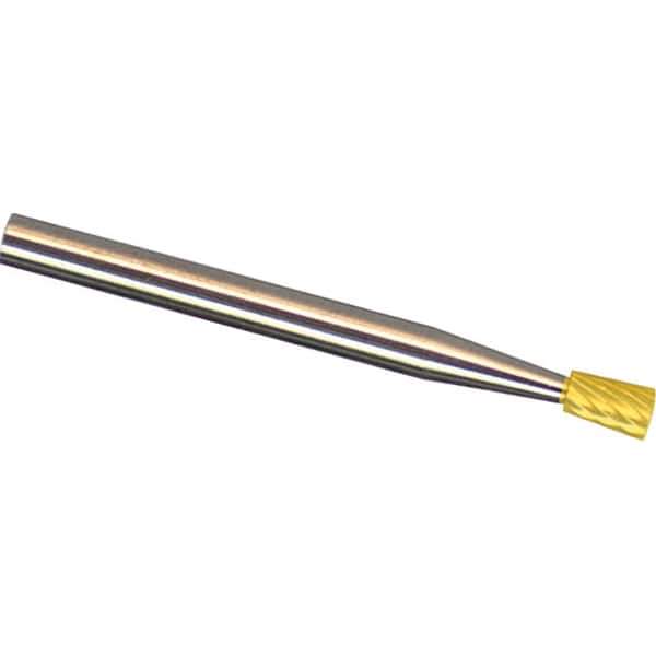 Made in USA - 6mm Cut Diam, 0.2362" Shank Diam, Inverted Cone Head Aluma Cut Burr - Carbide, 8mm LOC, 50mm OAL - USA Tool & Supply