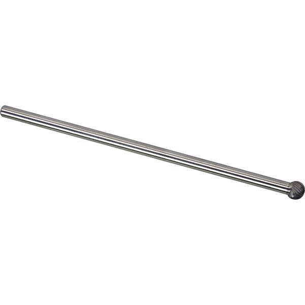 Made in USA - 3/8" Cut Diam, 1/4" Shank Diam, Ball Head Single Cut Burr - Carbide, 5/16" LOC, 6-3/8" OAL - USA Tool & Supply