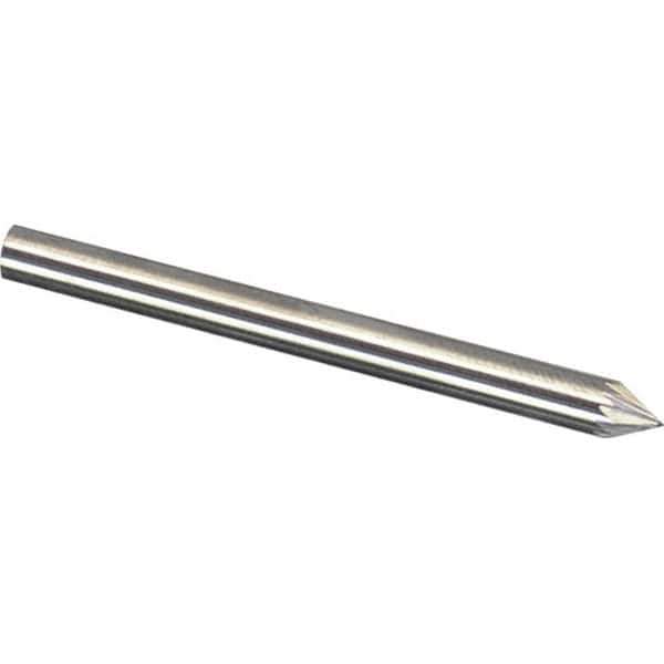 Made in USA - 1/4" Cut Diam, 1/4" Shank Diam, Cone Head Diamond Cut Burr - Carbide, 3/16" LOC, 2" OAL - USA Tool & Supply
