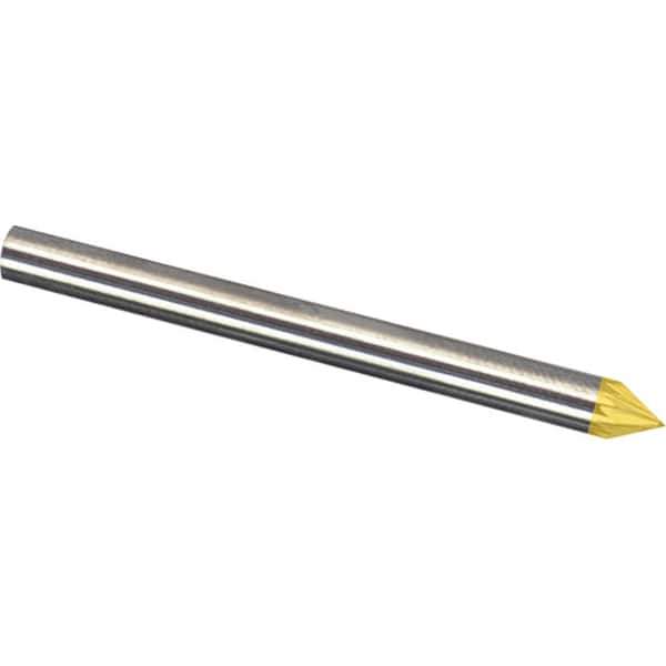 Made in USA - 1/4" Cut Diam, 1/4" Shank Diam, Cone Head Diamond Cut Burr - Carbide, 3/16" LOC, 2" OAL - USA Tool & Supply