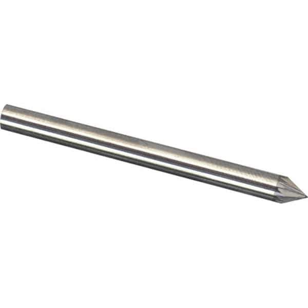 Made in USA - 1/4" Cut Diam, 1/4" Shank Diam, Cone Head Diamond Cut Burr - Carbide, 3/16" LOC, 2" OAL - USA Tool & Supply