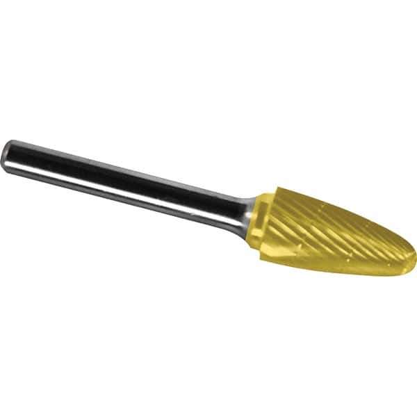 Made in USA - 1-1/4" Cut Diam, 3/8" Shank Diam, Tree with Radius Head Chipbreaker Cut Burr - Carbide, 2" LOC, 3-3/4" OAL - USA Tool & Supply