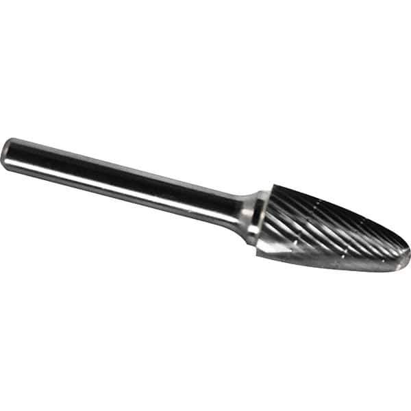 Made in USA - 3/4" Cut Diam, 3/8" Shank Diam, Tree with Radius Head Chipbreaker Cut Burr - Carbide, 1-1/4" LOC, 3" OAL - USA Tool & Supply