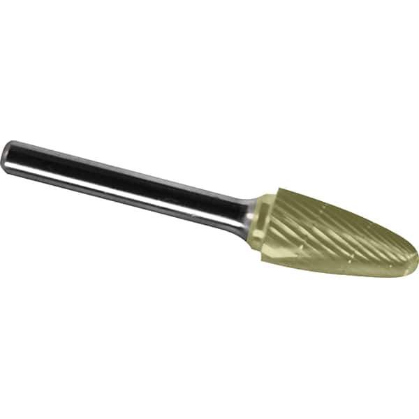 Made in USA - 1-1/4" Cut Diam, 3/8" Shank Diam, Tree with Radius Head Chipbreaker Cut Burr - Carbide, 2" LOC, 3-3/4" OAL - USA Tool & Supply