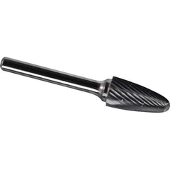 Made in USA - 3/4" Cut Diam, 1/4" Shank Diam, Tree with Radius Head Chipbreaker Cut Burr - Carbide, 1-1/2" LOC, 3-1/4" OAL - USA Tool & Supply