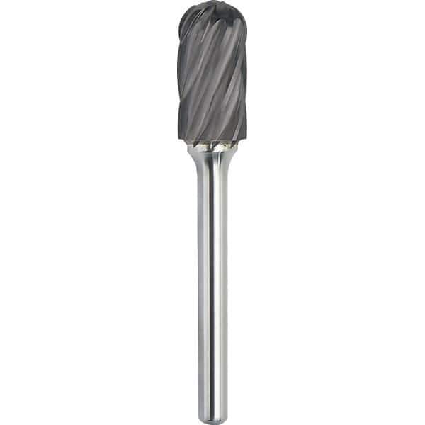 Made in USA - 11mm Cut Diam, 0.2362" Shank Diam, Cylinder with Radius Head Aluma Cut Burr - Carbide, 25mm LOC, 70mm OAL - USA Tool & Supply