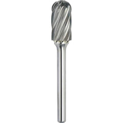 Made in USA - 5/8" Cut Diam, 3/8" Shank Diam, Cylinder with Radius Head Aluma Cut Burr - Carbide, 1" LOC, 2-3/4" OAL - USA Tool & Supply