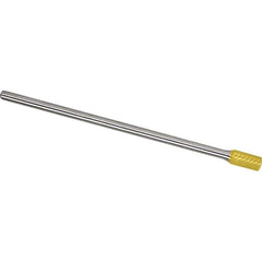Made in USA - 5/8" Cut Diam, 1/4" Shank Diam, Cylinder Head Diamond Cut Burr - Carbide, 1" LOC, 7" OAL - USA Tool & Supply