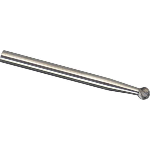 Made in USA - 6mm Cut Diam, 0.2362" Shank Diam, Ball Head Aluma Cut Burr - Carbide, 5mm LOC, 50mm OAL - USA Tool & Supply