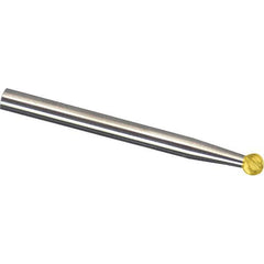 Made in USA - 3/32" Cut Diam, 1/8" Shank Diam, Ball Head Aluma Cut Burr - Carbide, 3/32" LOC, 2" OAL - USA Tool & Supply