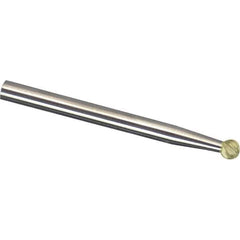 Made in USA - 1/8" Cut Diam, 1/8" Shank Diam, Ball Head Single Cut Burr - Carbide, 1/8" LOC, 3" OAL - USA Tool & Supply