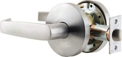 Falcon - Entrance Lever Lockset for 1-3/8 to 1-7/8" Thick Doors - 2-3/4" Back Set, SFIC Cylinder, Stainless Steel, Satin Chrome Finish - USA Tool & Supply