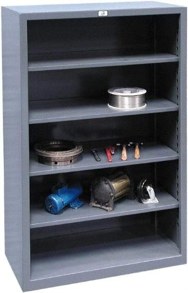 Strong Hold - 4 Shelf, 1,650 Lb. Capacity, Closed Shelving System - 60 Inch Wide x 24 Inch Deep x 72 Inch High, Dark Gray - USA Tool & Supply