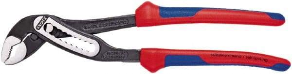 Knipex - 7-1/4" OAL, 1-1/2" Max Capacity, 9 Position Water Pump Tongue & Groove Pliers - Serrated V-Jaws, Alligator Jaw Head, Comfort Grip Handles - USA Tool & Supply