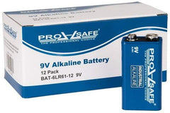 PRO-SAFE - Size 9V, Alkaline, Standard Battery - 9 Volts, Miniature Snap Terminal, 6LR61 - USA Tool & Supply