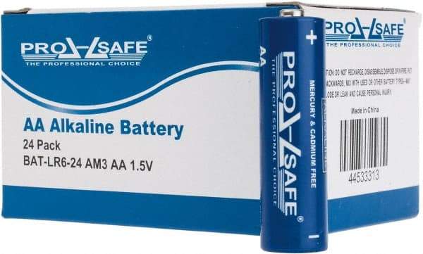 PRO-SAFE - Size AA, Alkaline, Standard Battery - 1.5 Volts, Flat Terminal, LR6 - USA Tool & Supply