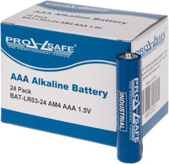 PRO-SAFE - Size AAA, Alkaline, Standard Battery - 1.5 Volts, Flat Terminal, LR03 - USA Tool & Supply