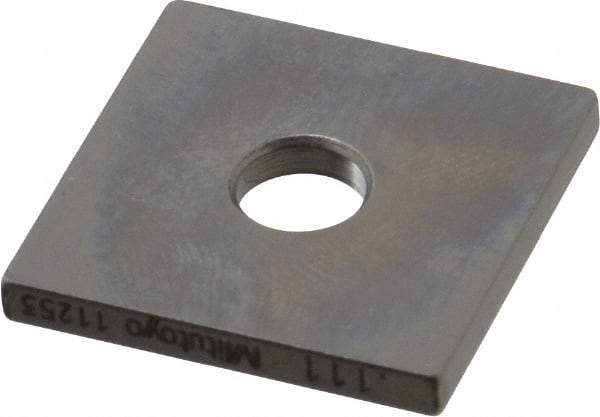 Mitutoyo - 0.111" Square Steel Gage Block - Accuracy Grade 0, Includes Certificate of Inspection - USA Tool & Supply