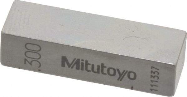 Mitutoyo - 0.3" Rectangular Steel Gage Block - Accuracy Grade AS-1, Includes Certificate of Inspection - USA Tool & Supply