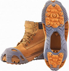 Winter Walking - Size XL, (Women's Size L) Overshoe Cleat - Tungsten Carbide Stud Traction, Gray - USA Tool & Supply