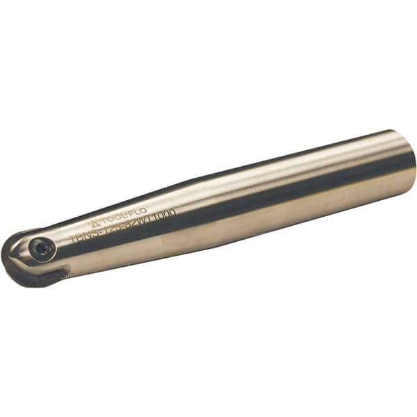 Tool-Flo - 1/4" Cut Diam, 3/8" Shank Diam, 4" OAL, Indexable Ball Nose End Mill - 1-3/8" Head Length, Straight Shank, TBN Toolholder, TBNR 250, TBRR 250 Insert - USA Tool & Supply