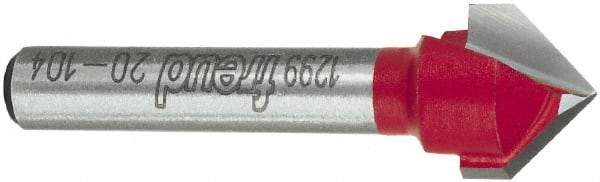 Freud - 1/2" Cut Diam, 7/16" Length of Cut, 0 Flute V-Groove Edge Profile Router Bit - Carbide-Tipped, 1/4" Shank Diam, 1-3/4" OAL, Proprietary Coating - USA Tool & Supply