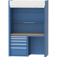 LISTA - 60-1/4 Wide x 29-3/4" Deep x 91-1/2" High, Butcher Block Workstation - Fixed Legs, Classic Blue - USA Tool & Supply