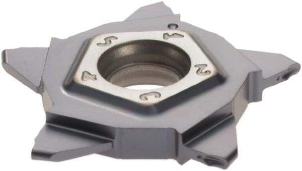 Iscar - PENTA24N100 J IC908 Grade, 0.0394" Cutting Width, Carbide Cutoff Insert - Neutral Lead Angle, 0.0197" Cnr Rad, TiN/TiAlN Coated - USA Tool & Supply