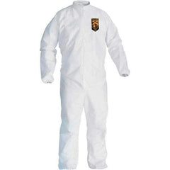 KleenGuard - Size 5X/6XL Film Laminate General Purpose Coveralls - White, Zipper Closure, Elastic Cuffs, Elastic Ankles, Serged Seams - USA Tool & Supply