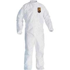 KleenGuard - Size 4XL Film Laminate General Purpose Coveralls - White, Zipper Closure, Elastic Cuffs, Elastic Ankles, Serged Seams - USA Tool & Supply