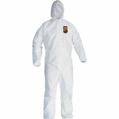 KleenGuard - Size 5X/6XL Film Laminate General Purpose Coveralls - White, Zipper Closure, Elastic Cuffs, Elastic Ankles, Serged Seams - USA Tool & Supply