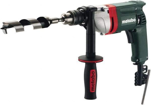 Metabo - 1/2" Keyed Chuck, 0 to 650 RPM, Pistol Grip Handle Electric Drill - 6.7 Amps, 120 Volts, Non-Reversible - USA Tool & Supply