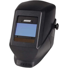 Jackson Safety - 2.36" Window Width x 3.93" Window Height, 9 to 13 Shade Auto-Darkening Lens, Fixed Front Welding Helmet - Black Thermoplastic Green Lens - USA Tool & Supply