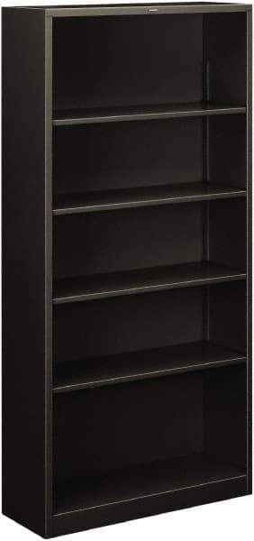Hon - 5 Shelf, 71" High x 34-1/2" Wide Bookcase - 12-5/8" Deep, Steel, Charcoal - USA Tool & Supply