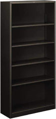Hon - 5 Shelf, 71" High x 34-1/2" Wide Bookcase - 12-5/8" Deep, Steel, Charcoal - USA Tool & Supply