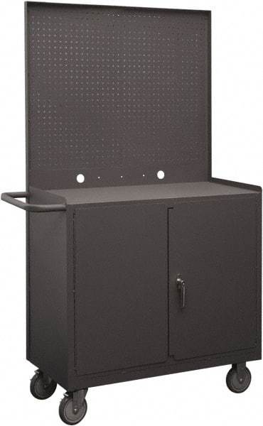 Durham - 1,200 Lb Capacity, 18" Wide x 36" Long x 68-1/4" High Mobile Cart - 2 Door, 1 Shelf, Steel, 2 Rigid/2 Swivel Casters - USA Tool & Supply