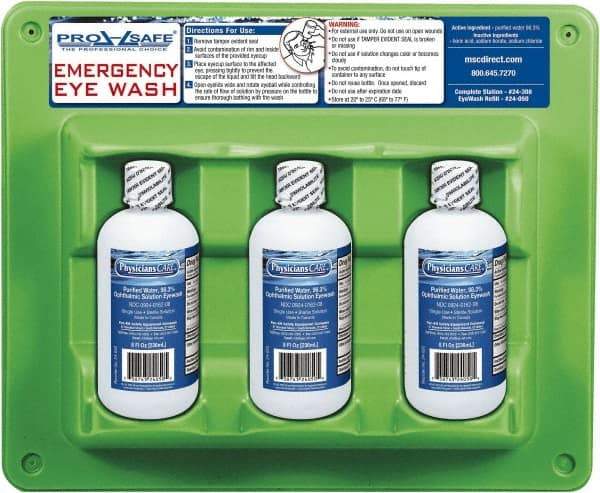 PRO-SAFE - 8 oz, Disposable Eyewash Triple Station - Approved by FDA - USA Tool & Supply