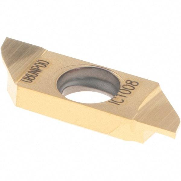 Iscar - SCIR22080 P IC1008 Grade, 0.0315" Cutting Width, Carbide Cutoff Insert - Neutral Lead Angle, TiAlN/TiN Coated, Single End - USA Tool & Supply