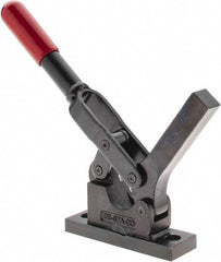 De-Sta-Co - 600 Lb Holding Capacity, Horizontal Handle, Manual Hold Down Toggle Clamp - 69° Handle Movement, 90° Bar Opening, Solid Bar, Flanged Base, Oxide Finish, Forged Alloy Steel - USA Tool & Supply