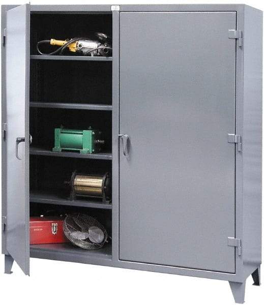 Strong Hold - 6 Shelf Locking Storage Cabinet - Steel, 72" Wide x 24" Deep x 66" High, Dark Gray - USA Tool & Supply