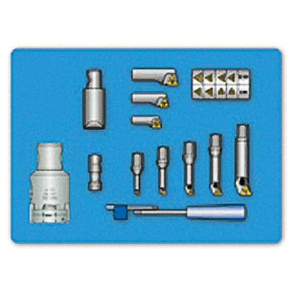 Iscar - 0.236" Min Diam Smallest Bar, 0.866" Min Diam Largest Bar, Indexable Boring Bar Set - TPGX, WCGT Insert, KITI BHEI Toolholder, 21mm Max Bore Depth - USA Tool & Supply